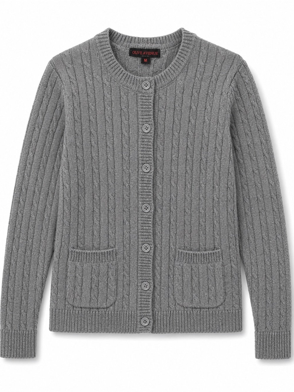 Women's Gray Cable Knit Cardigan Jacket